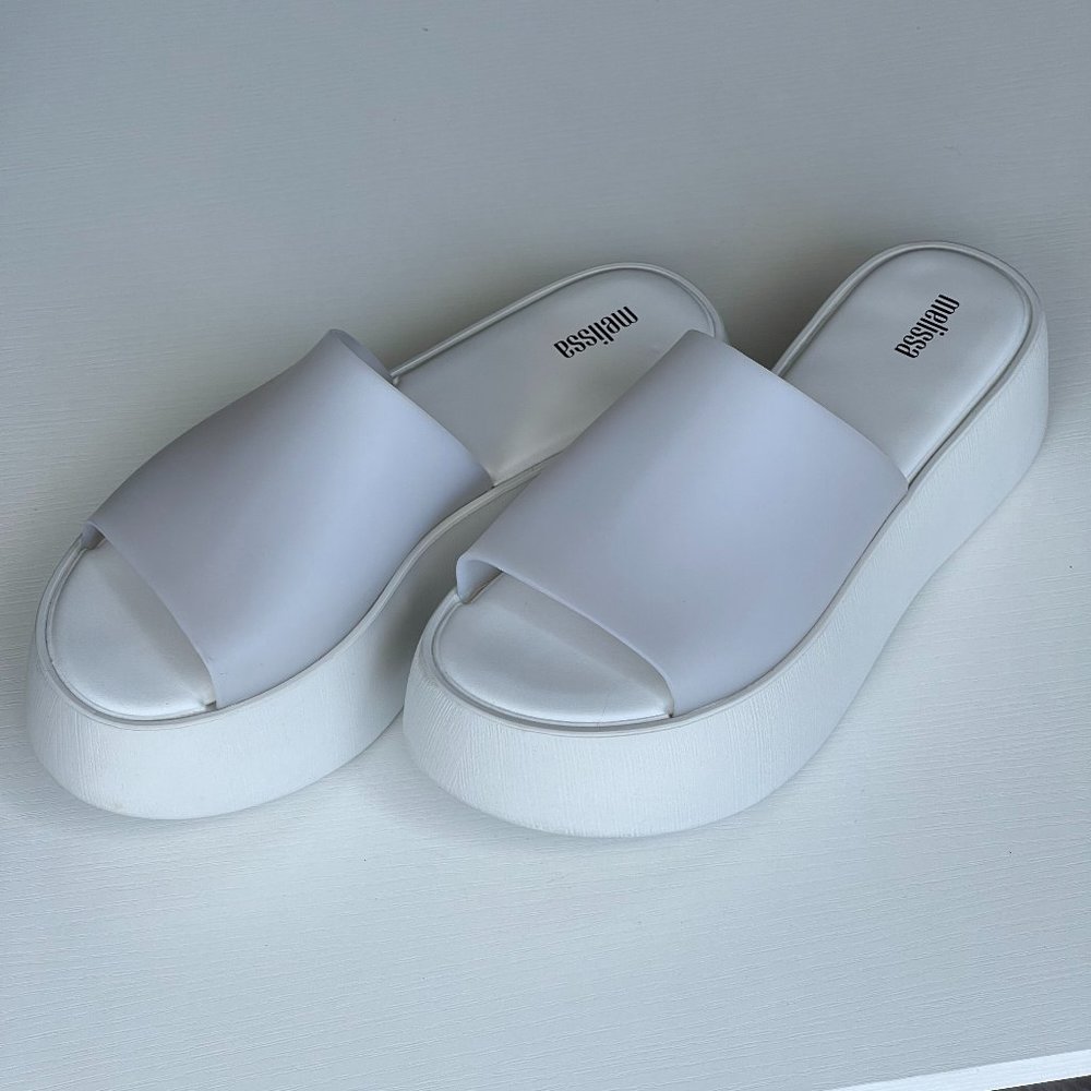 MELISSA White Becky Platform Slides 8 size